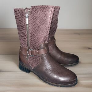 NIB Womens Softwalk Marlowe Moto Harness Boots Bordeaux Sz 6.5 M Leather